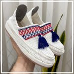 گیوه سفید طرحدار۶ زیره سه لایه میکروآلن