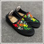 گیوه طرحدار مشکی گلدار