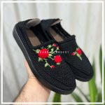 گیوه پی یو مشکی گلدار